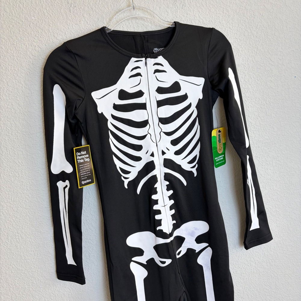 Tipsy Elves Skeleton Bodysuit Womens XS Black White Long Sleeve Costume Jumpsuit